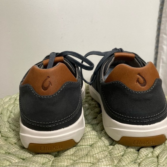 Olukai Lae 'Ahi Li Men Charcoal Gray Lace Up Slip On Sneakers - Picture 9 of 10